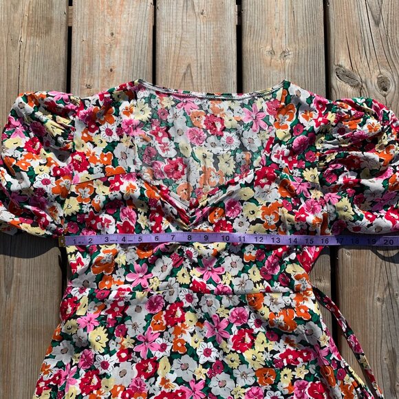 Vintage 80s Babydoll Floral Puff Sleeve Ruffle Prairie Cottagecore Maxi Dress - Picture 13 of 16